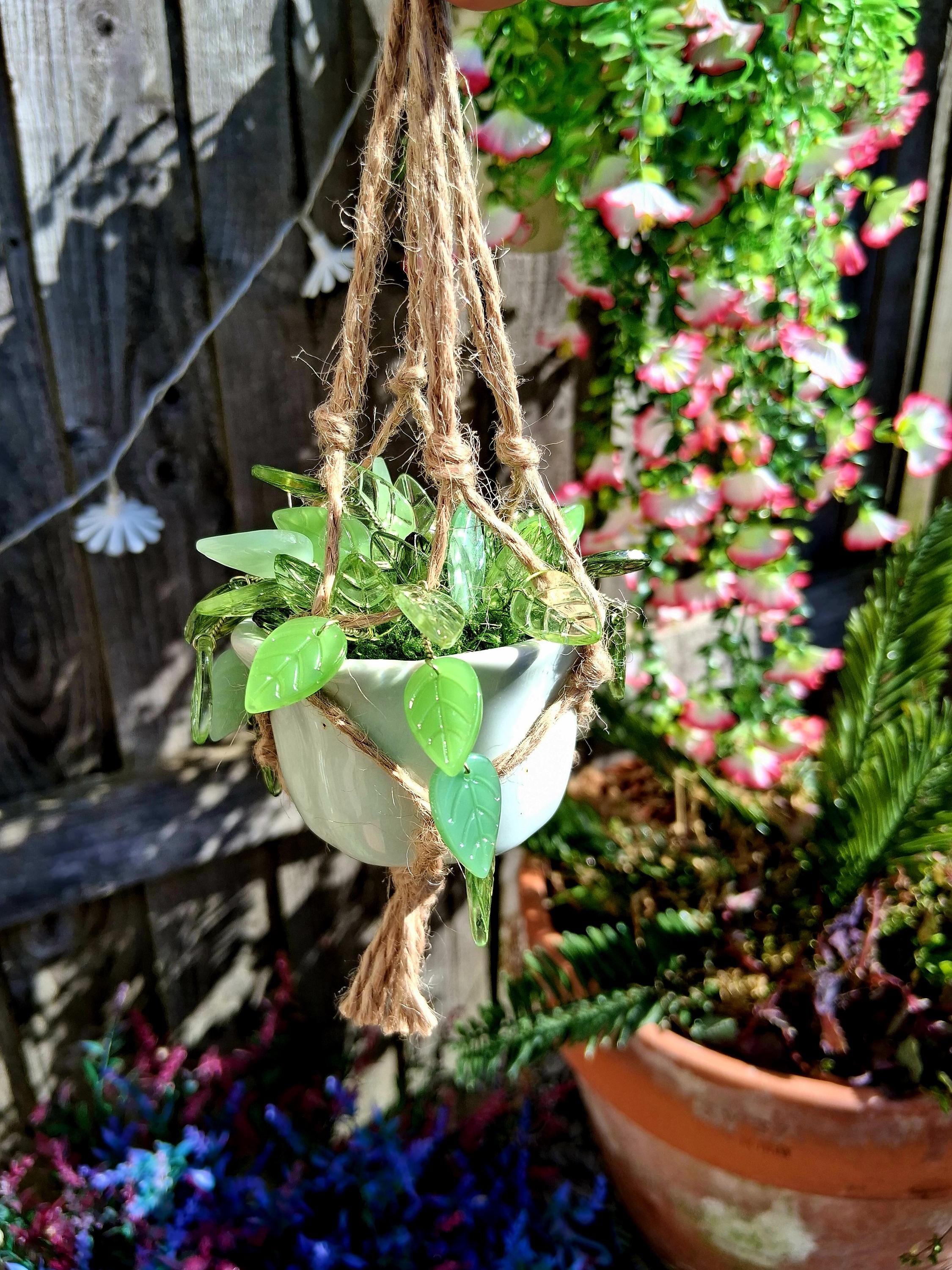 Beaded Hanging Plant Decor, Faux Trailing Vine, Handmade Forever Plant, Boho Home Decor, Mini Hanging Plant, Unique Gift, Fridge magnet