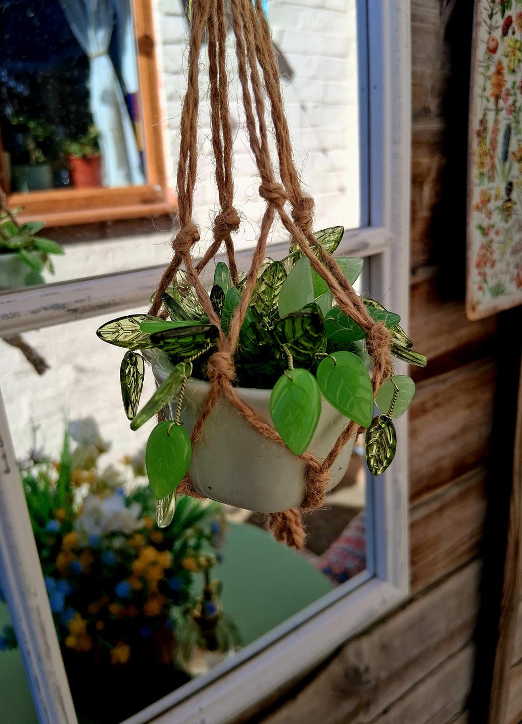 Beaded Hanging Plant Decor, Faux Trailing Vine, Handmade Forever Plant, Boho Home Decor, Mini Hanging Plant, Unique Gift, Fridge magnet