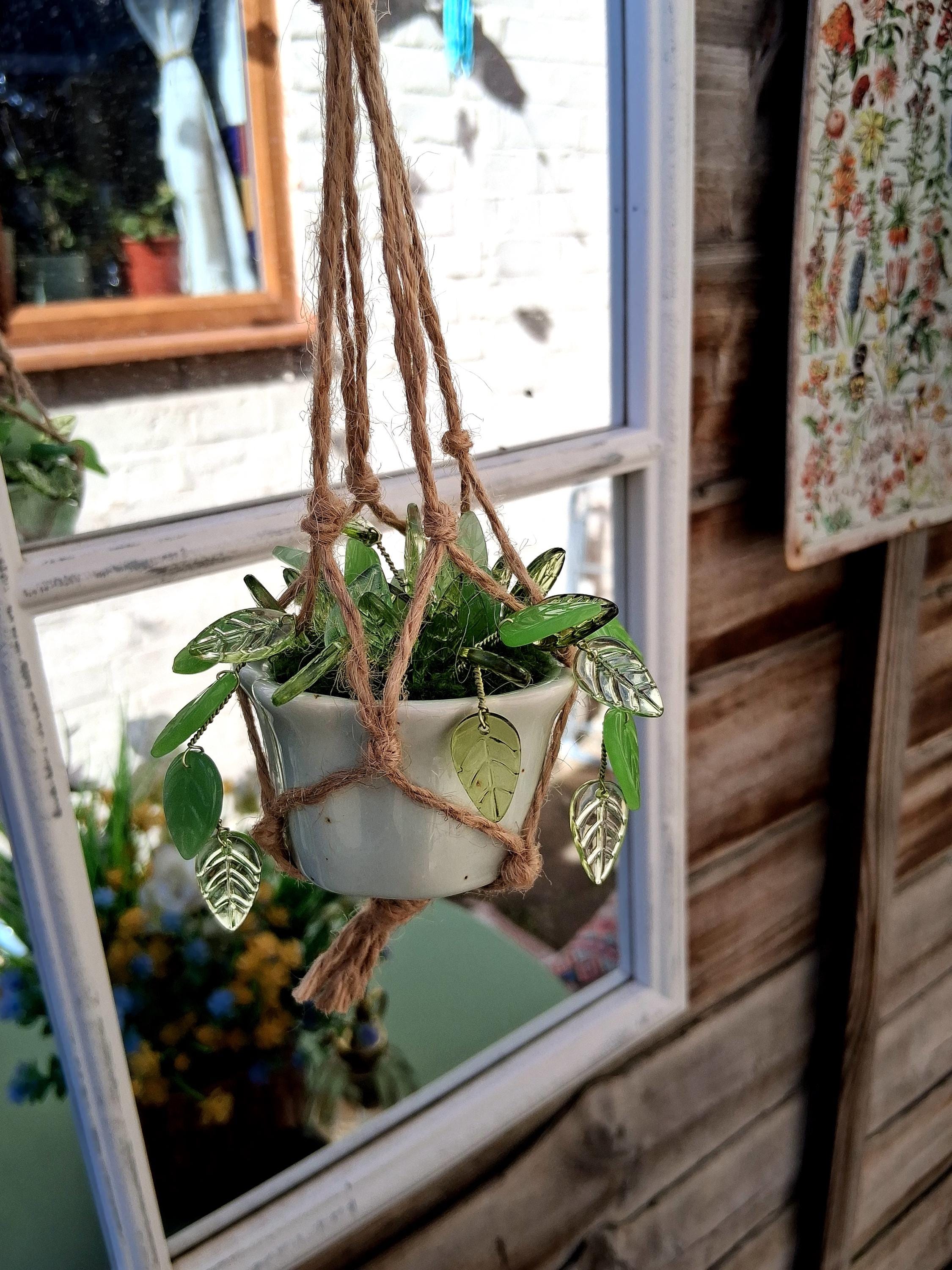 Beaded Hanging Plant Decor, Faux Trailing Vine, Handmade Forever Plant, Boho Home Decor, Mini Hanging Plant, Unique Gift, Fridge magnet