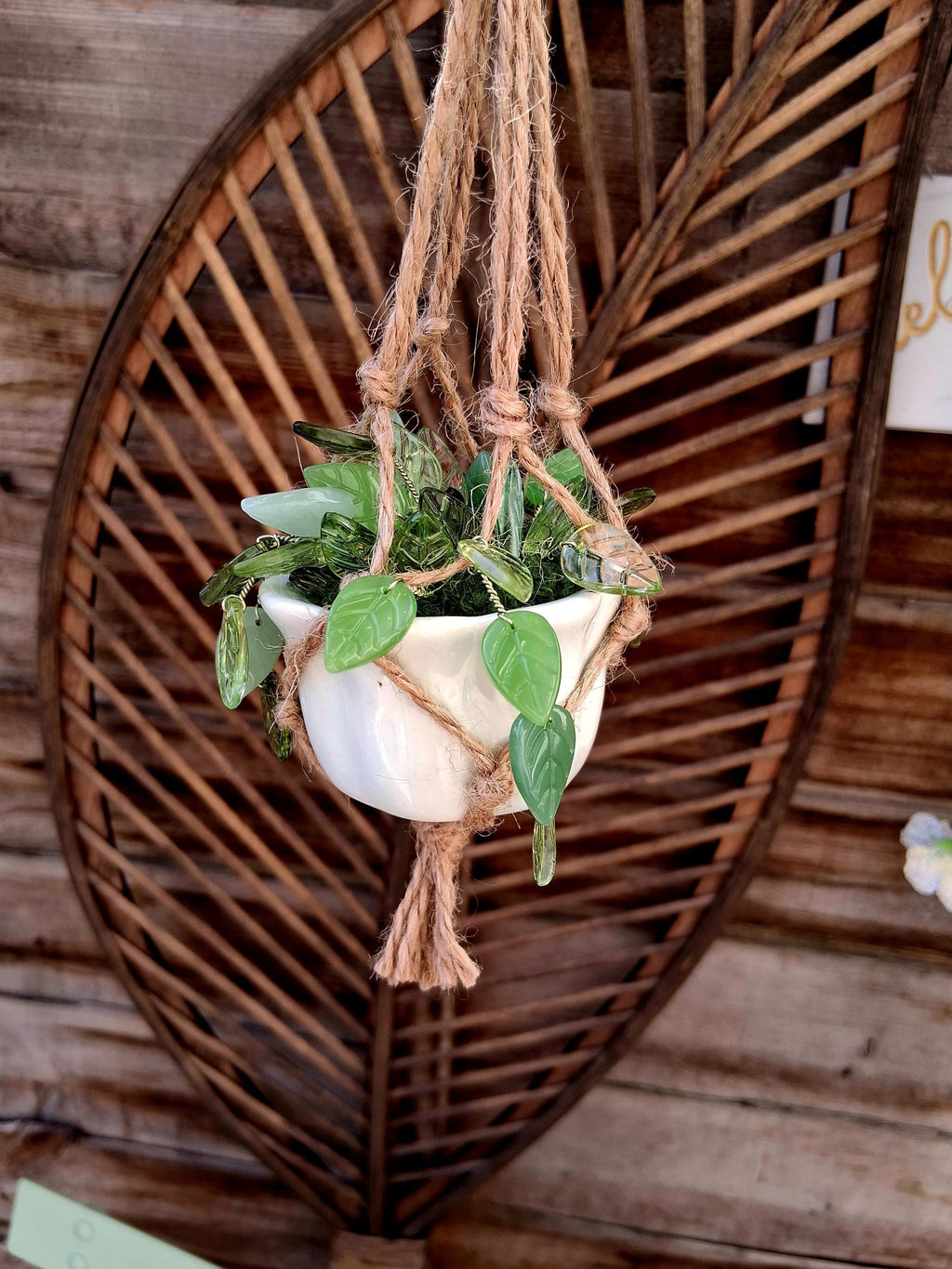 Beaded Hanging Plant Decor, Faux Trailing Vine, Handmade Forever Plant, Boho Home Decor, Mini Hanging Plant, Unique Gift, Fridge magnet