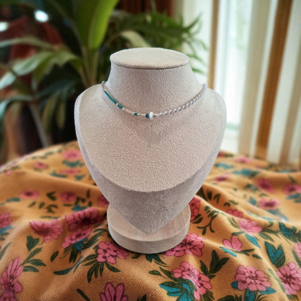 Turquoise Miyuki Beaded Choker – Handmade Minimal Jewellery UK