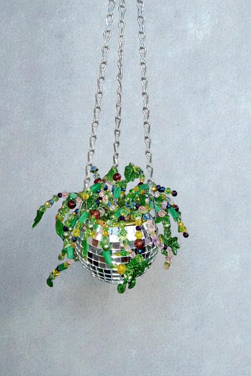 Beaded Disco Ball Plant Hanger