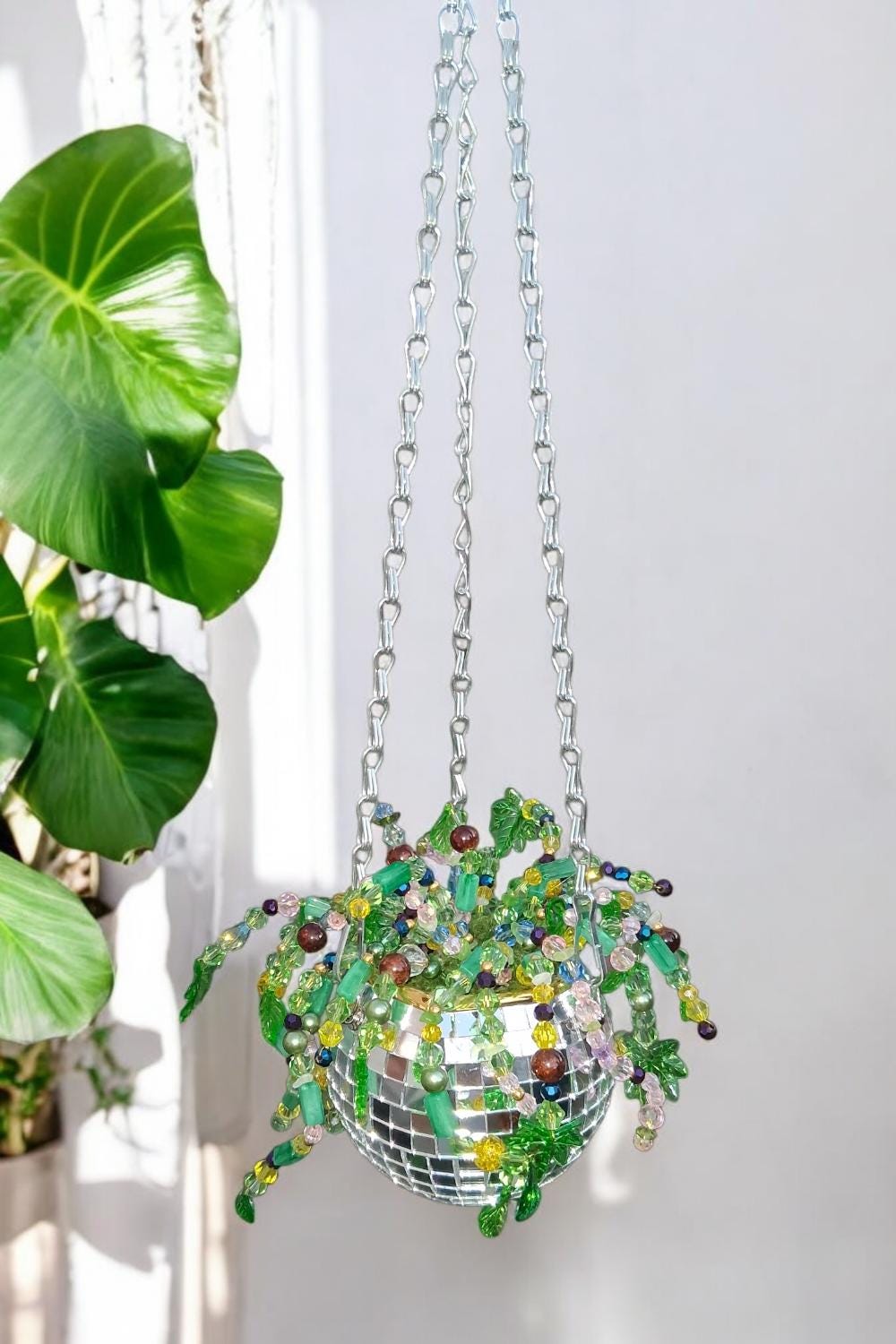 Beaded Disco Ball Plant Hanger