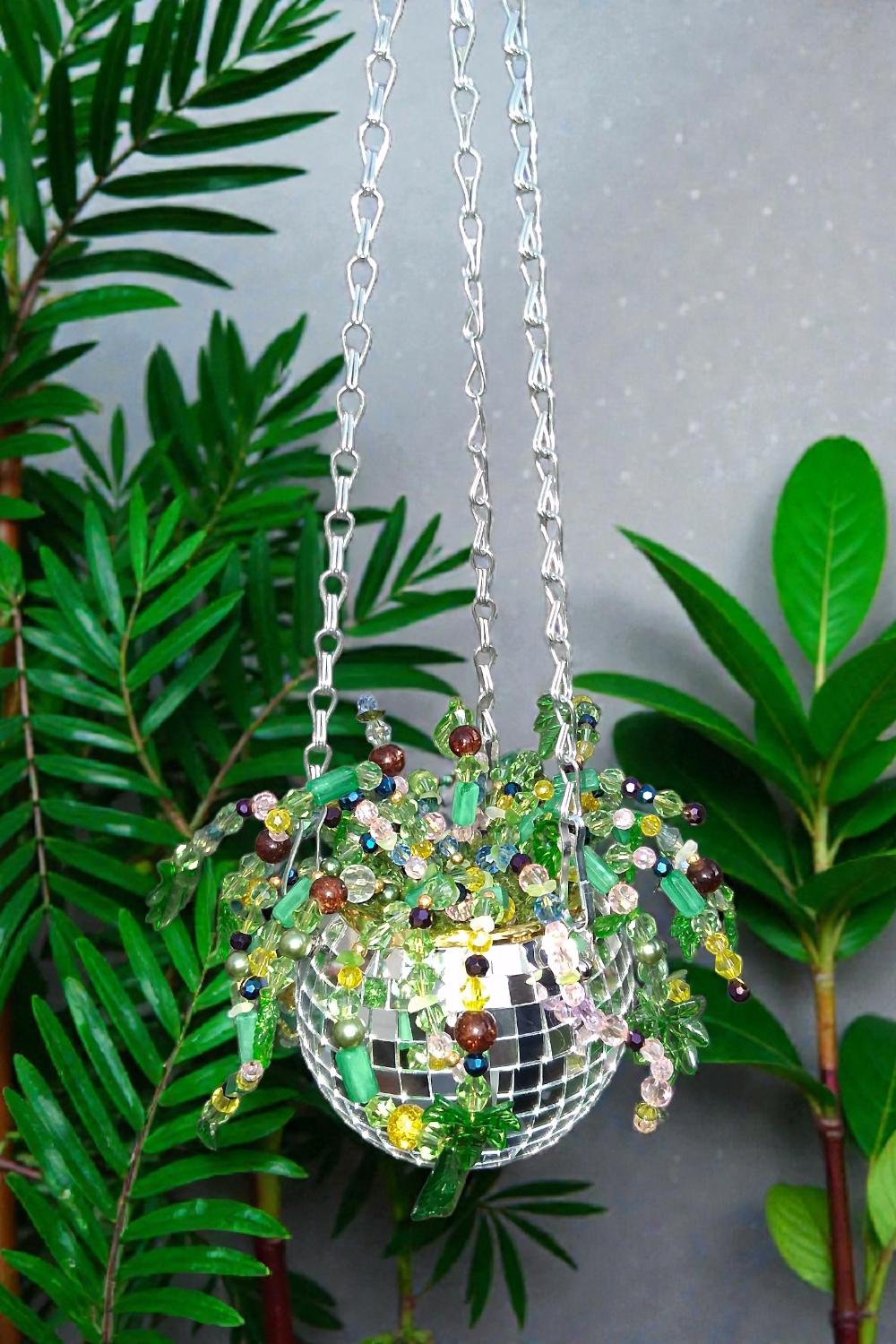 Beaded Disco Ball Plant Hanger