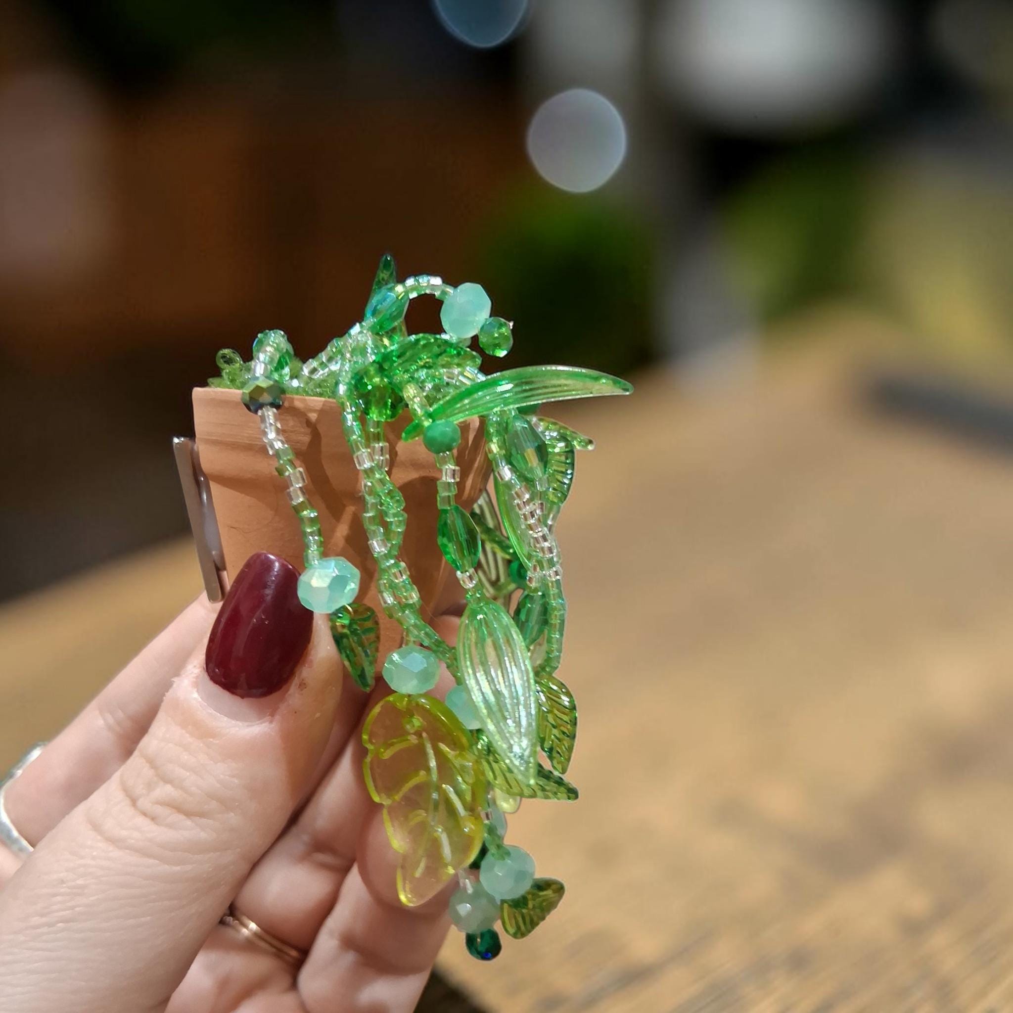 Leaf Beaded Fridge Magnet – Handmade Botanical UK Gift