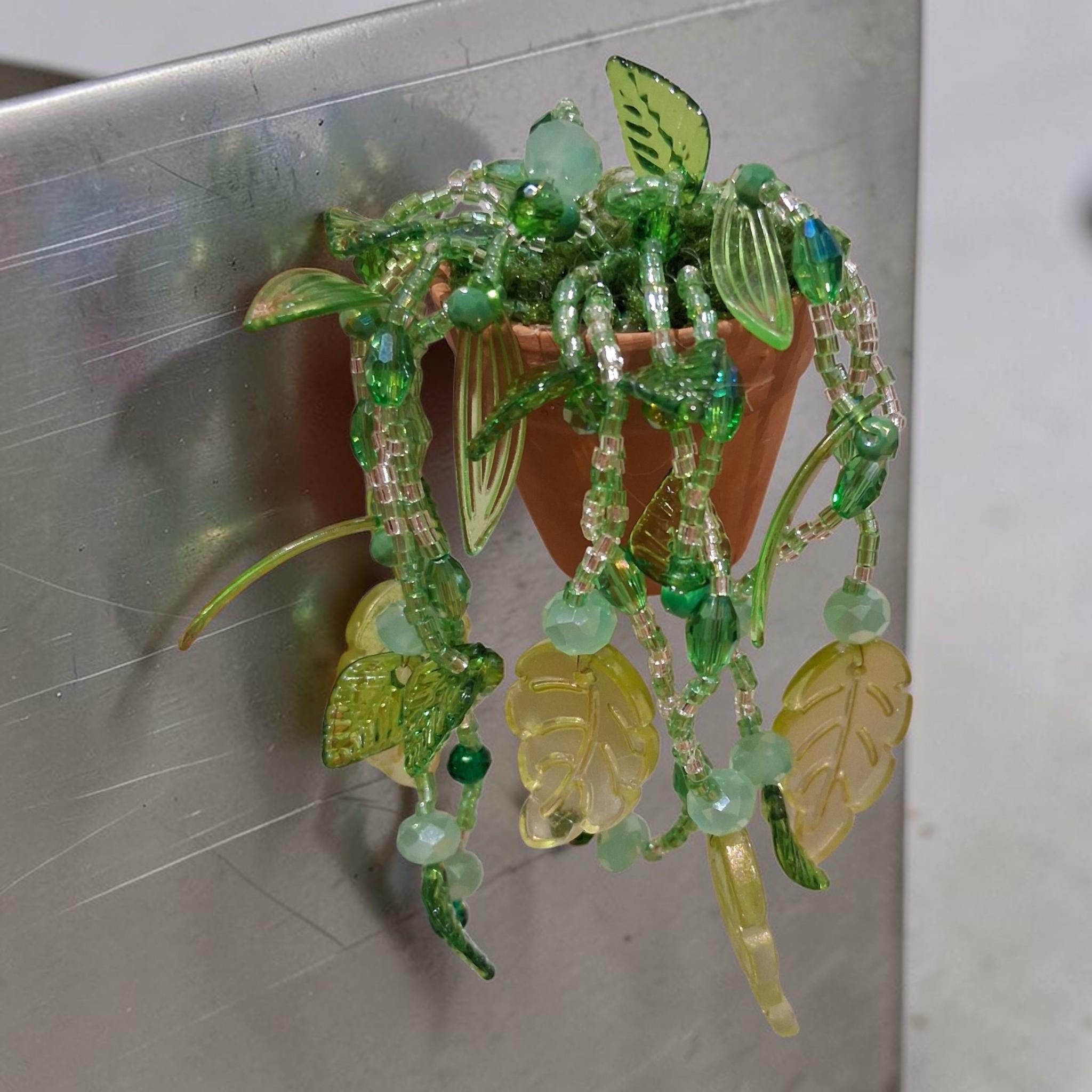 Leaf Beaded Fridge Magnet – Handmade Botanical UK Gift