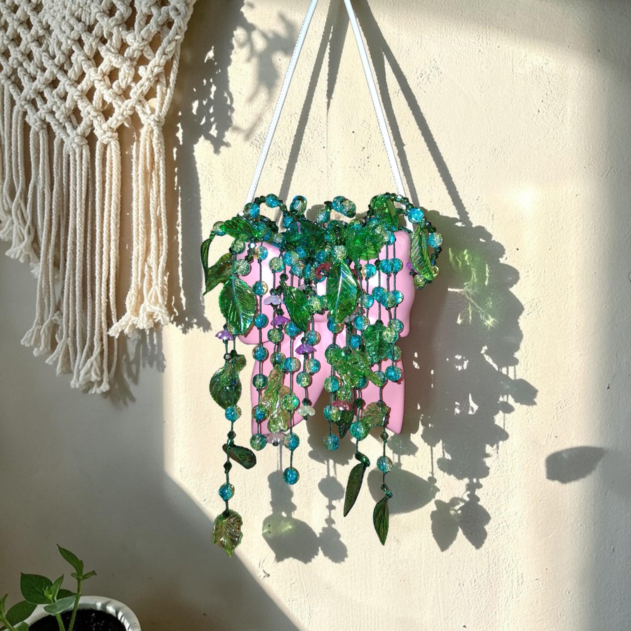 Pink Bow Beaded Planter