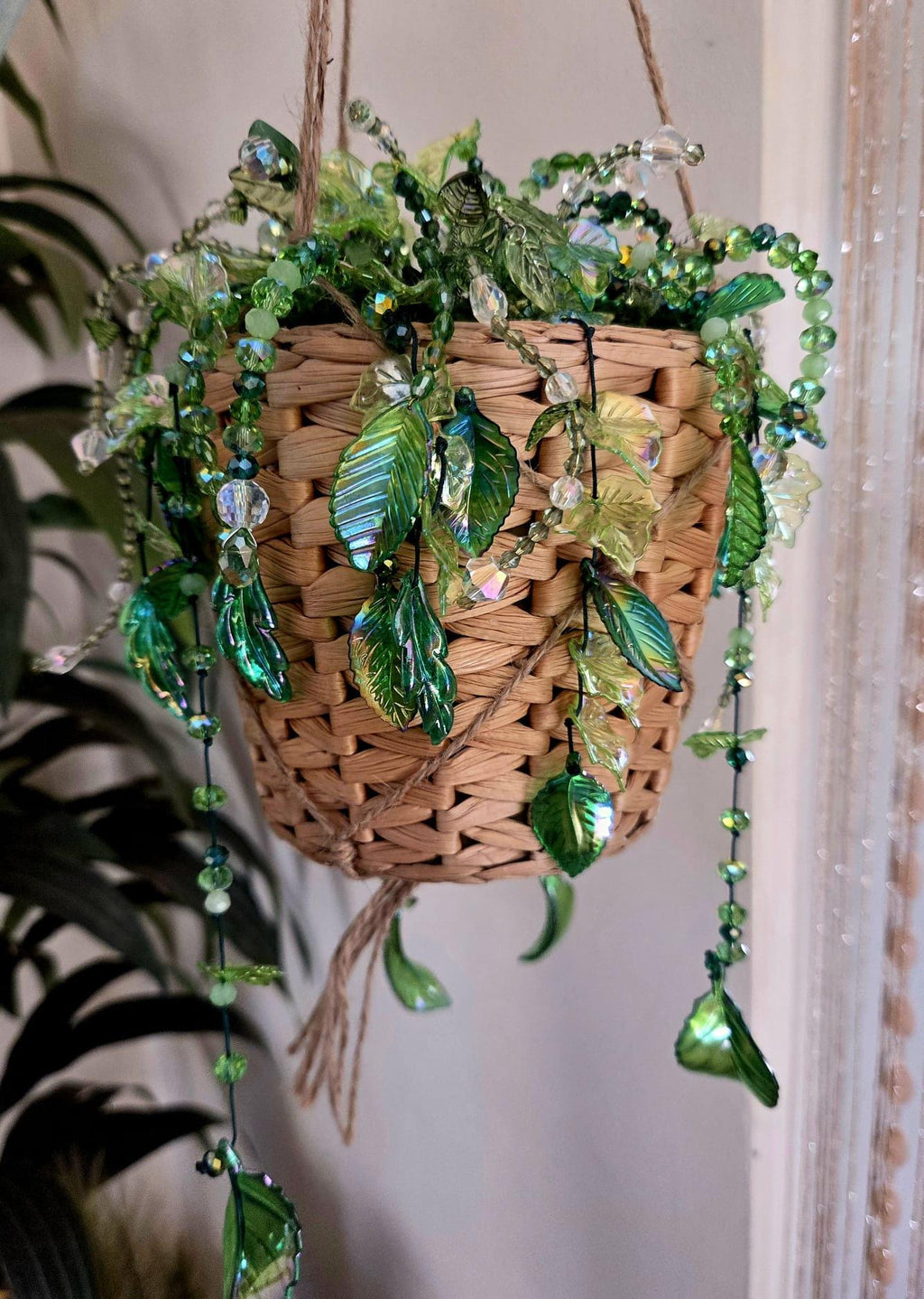 Pink Bow Beaded Planter – Handmade Cute Forever Plant UK Gift
