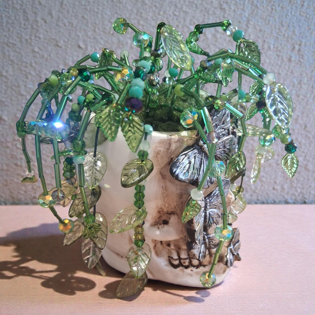 Beaded Skull Planter – Handmade Gothic Forever Plant UK Gift