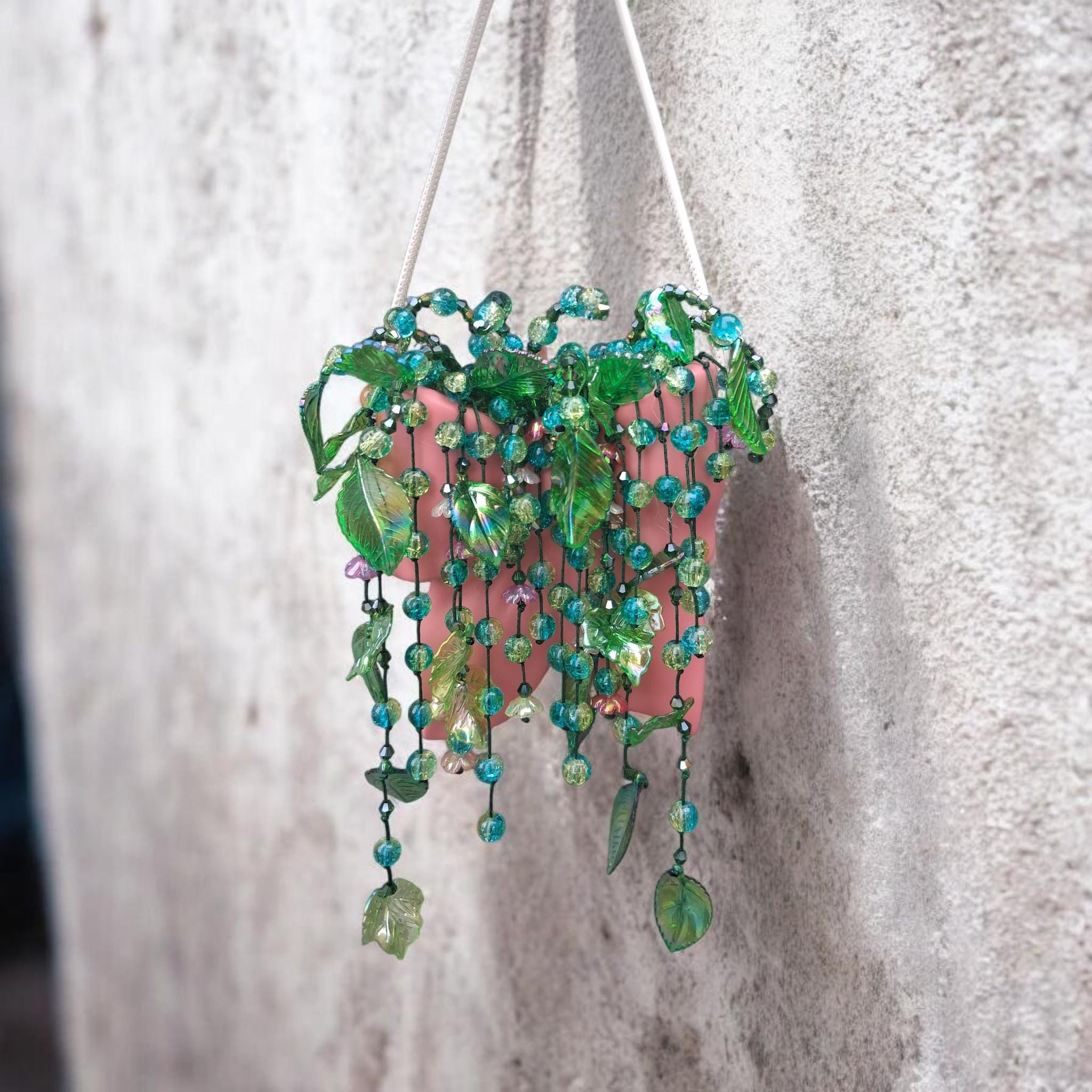 Pink Bow Beaded Planter