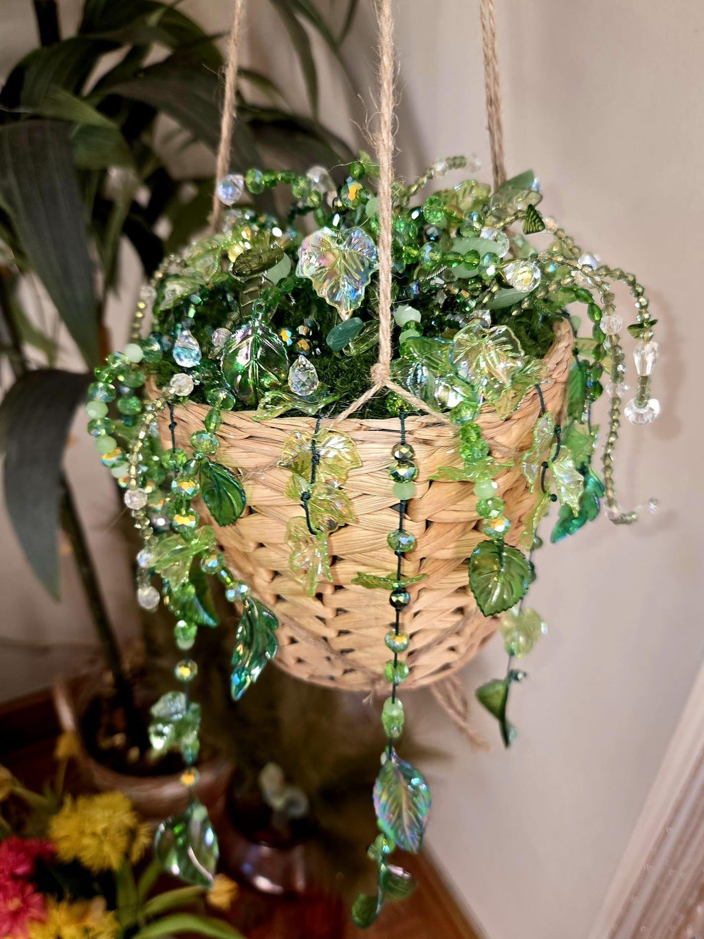 Pink Bow Beaded Planter – Handmade Cute Forever Plant UK Gift