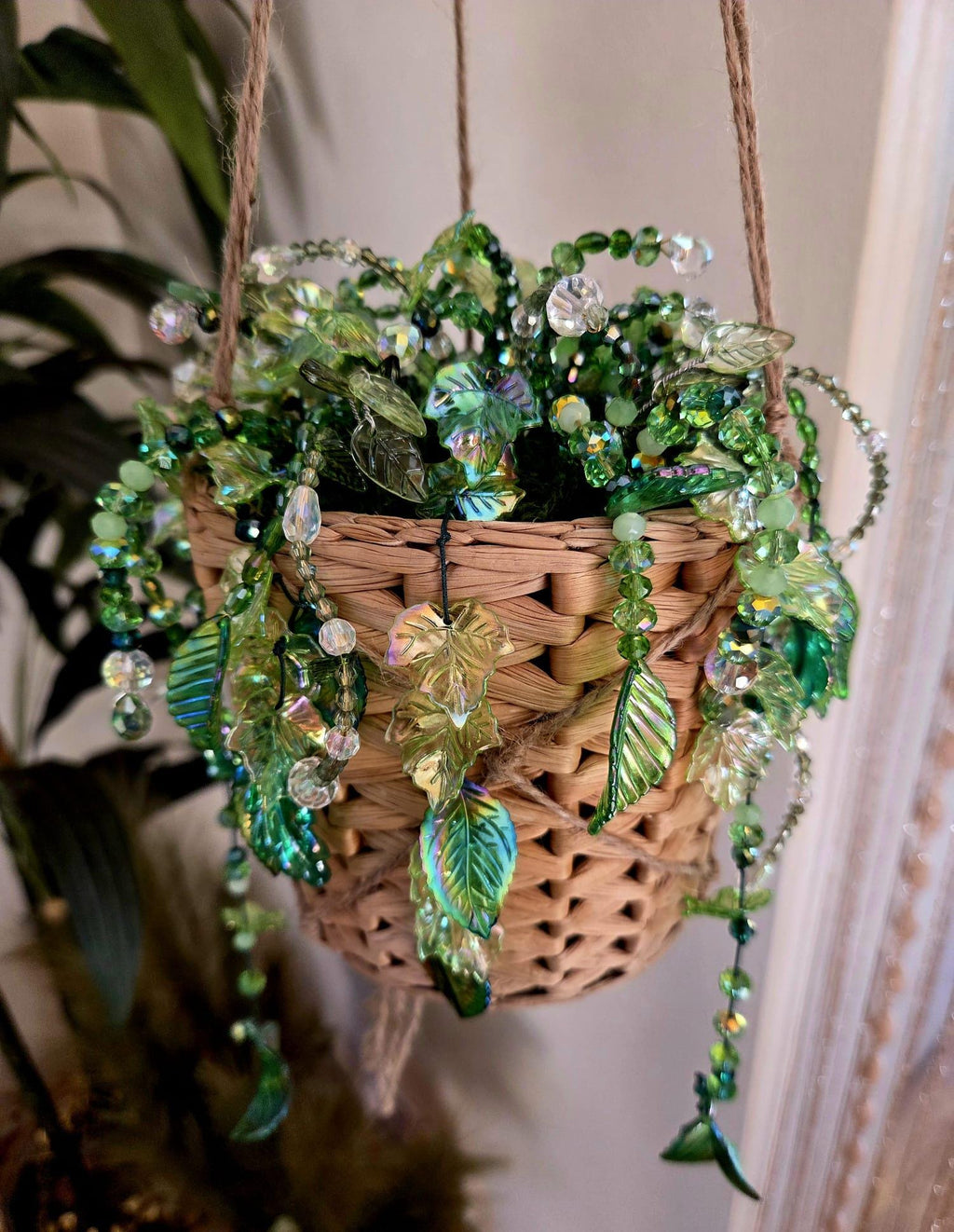 Pink Bow Beaded Planter – Handmade Cute Forever Plant UK Gift