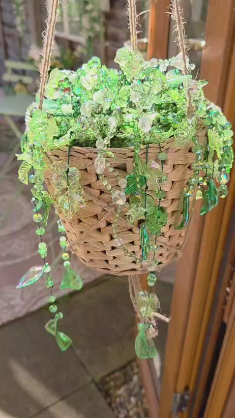 Pink Bow Beaded Planter – Handmade Cute Forever Plant UK Gift